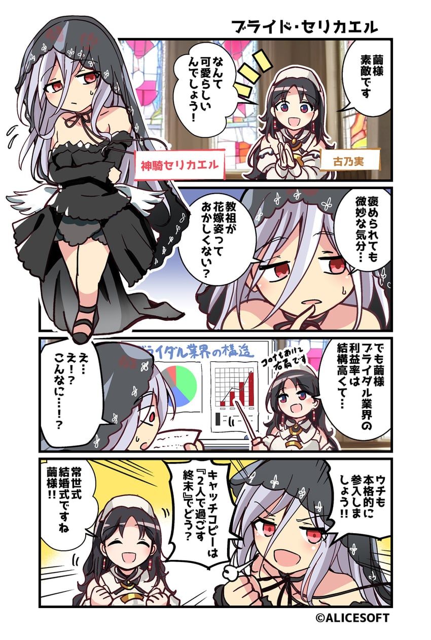 超昂系列 (AliceSoft)、超昂大战 Escalation Heroines、kannagi mayu 2名女孩 四格漫画 :D 柱状图 裸腿