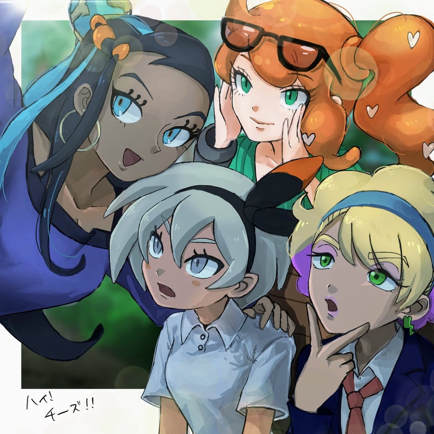 宝可梦、精灵宝可梦：破晓之翼、宝可梦 剑/盾 4个女孩 :D 黑框眼镜 黑色发带 金发