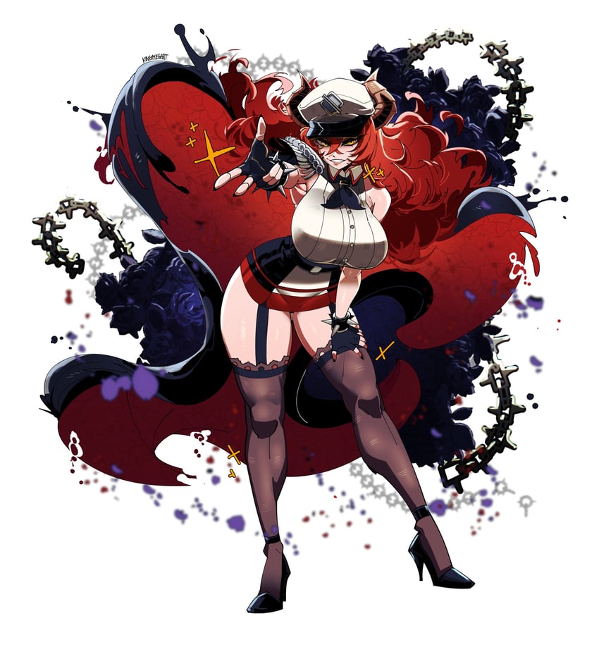 袜子事务所、Zentreya、Zentreya (龙形态) 1名女孩 黑色手套 黑色指甲 黑鞋 黑色裙子