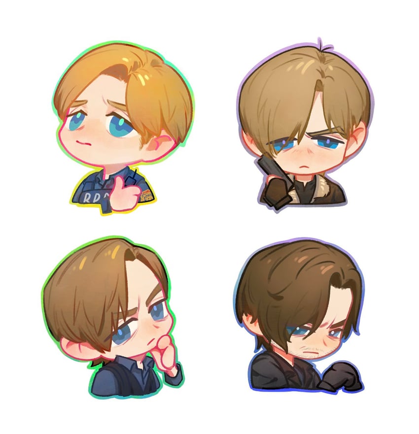 生化危机、生化危机2、生化危机4 1名男孩 胡茬 黑色大衣 黑色手套 黑衬衫