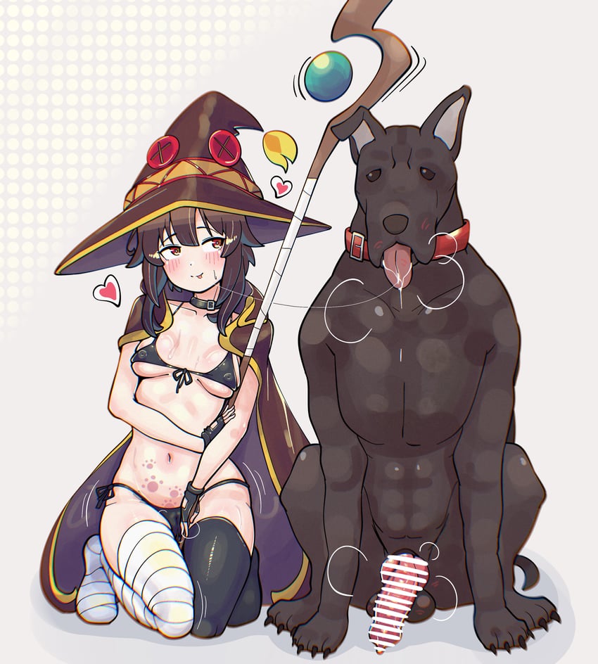 为美好的世界献上祝福！、惠惠 1名女孩 兽茎 不对称腿部穿着 缠着绷带的腿 绷带
