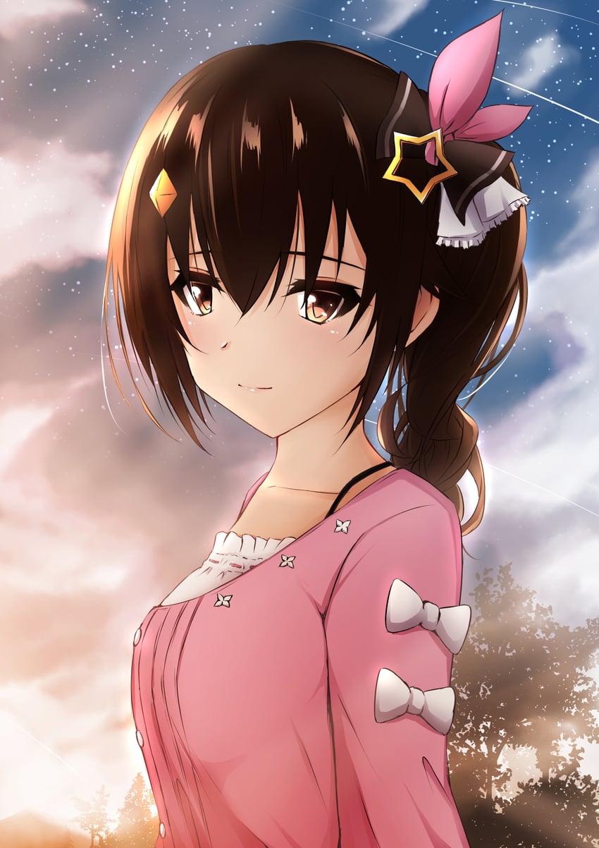 Hololive、时乃空、时乃空 (便装) 1名女孩 棕眼睛 棕发 闭嘴 钻石发饰