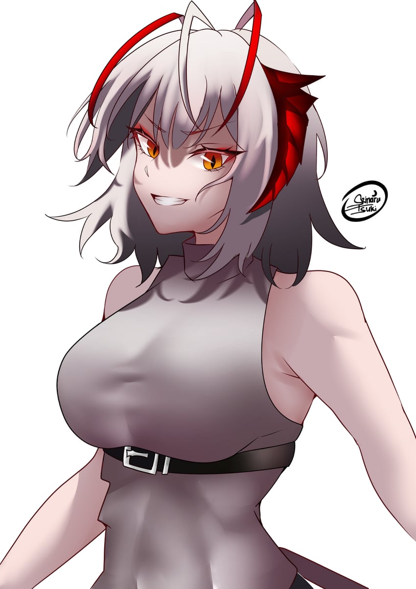 明日方舟、W (明日方舟) 1名女孩 呆毛 呆毛 触角 作者名