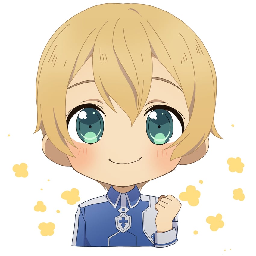 刀剑神域、刀剑神域：Alicization、尤吉欧 1名男孩 水色瞳 金发 蓝色夹克 Q版