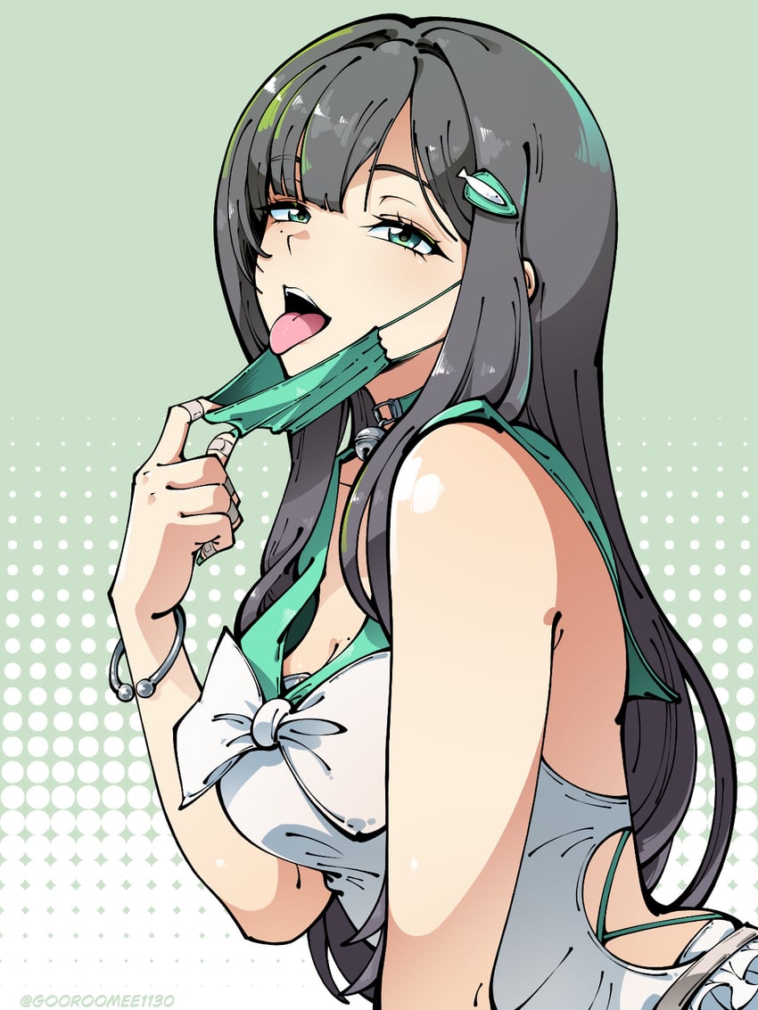 胜利女神：妮姬、薄荷 (清新薄荷) (胜利女神：妮姬)、薄荷 (妮姬) 1名女孩 创可贴 手指上的创可贴 手上贴创可贴 铃铛