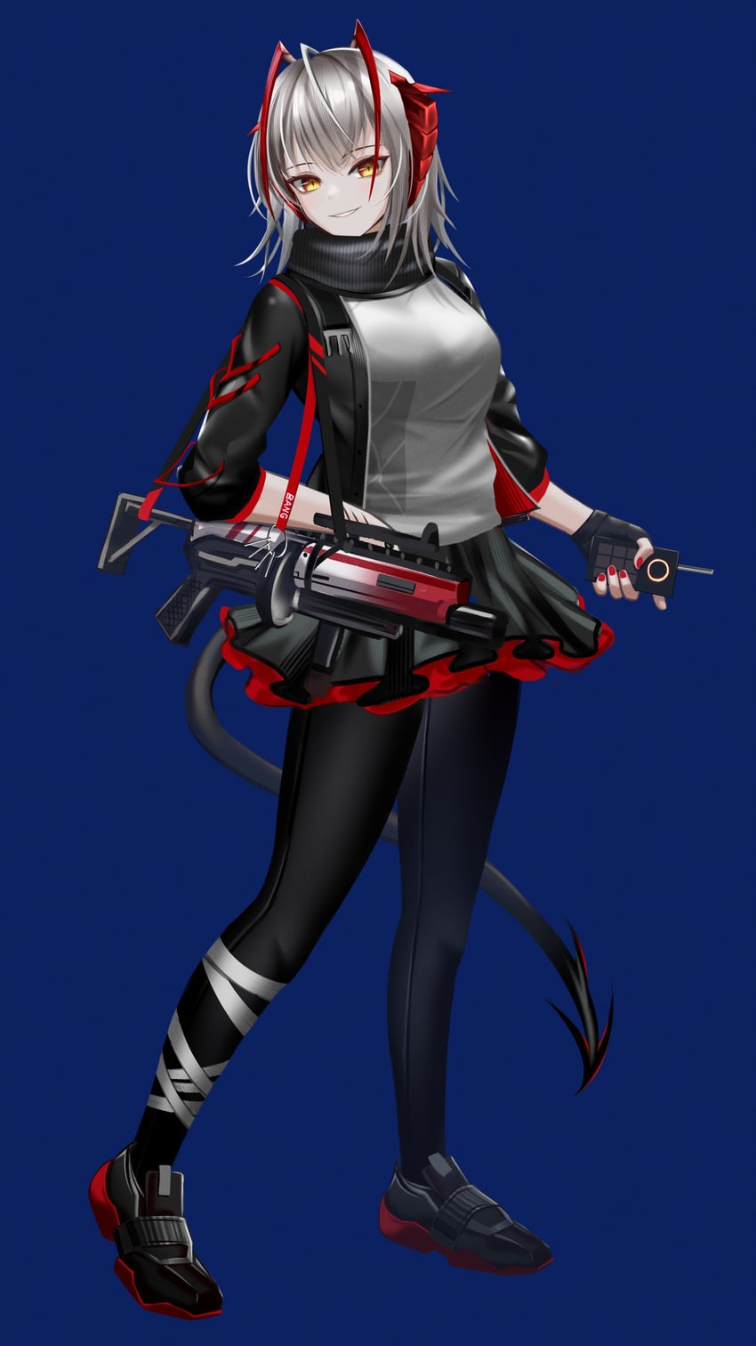明日方舟、W (明日方舟) 1名女孩 呆毛 呆毛 触角 缠着绷带的腿