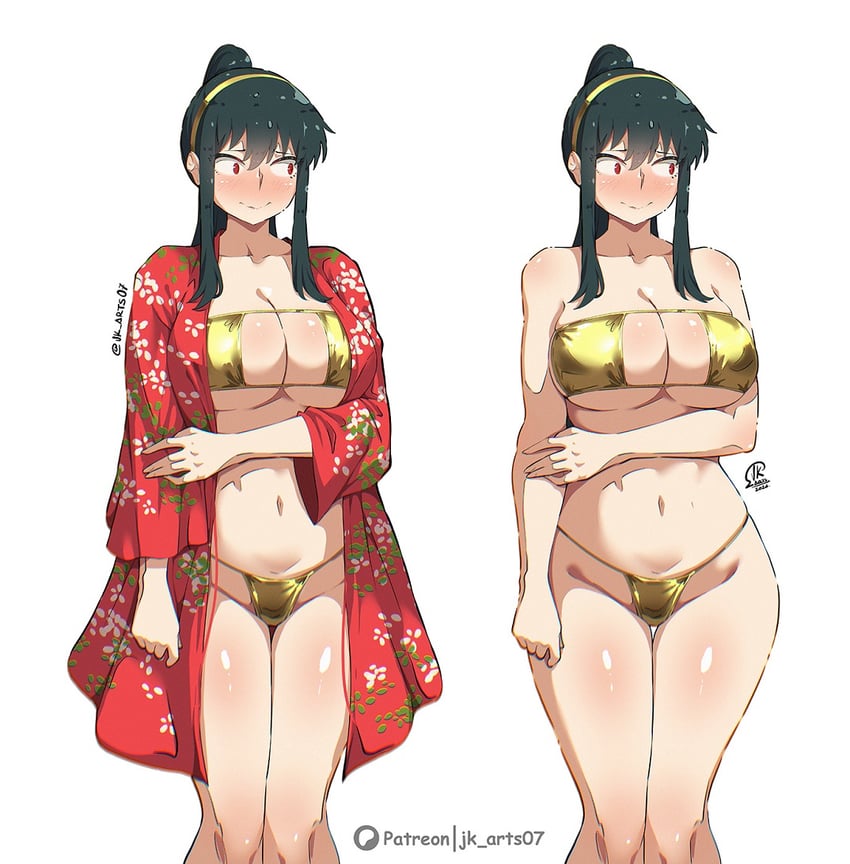 间谍过家家、约尔·布莱尔 1名女孩 比基尼 黑发 脸红 乳房