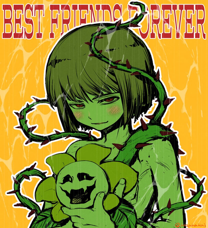 传说之下、Undertale/Deltarune、恰拉 (Undertale) 1名男孩 1个其他角色 中性 脸红 棕发