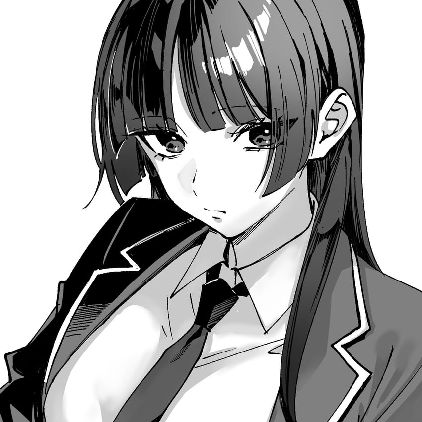 东京放课后召唤师、主角2 (东京放课后) 1名女孩 齐刘海 闭嘴 有领衬衫 灰度