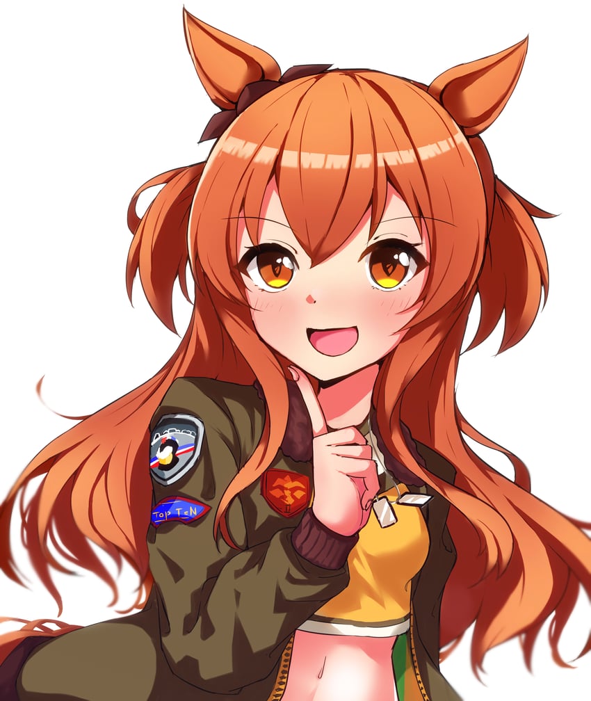 赛马娘、玛雅重炮 (急急忙忙地区) (赛马娘)、摩耶重炮 (赛马娘) 1名女孩 兽耳 脸红 飞行员夹克 蝴蝶结