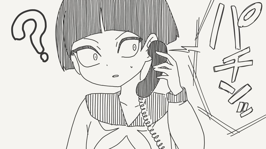 原创 1名女孩 问号 锅盖头 漫画 困惑
