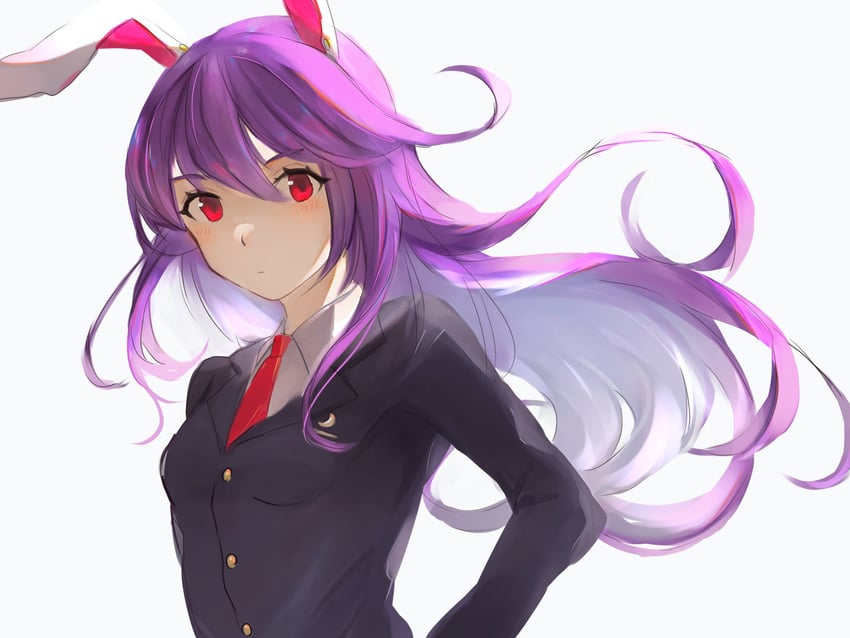 东方Project、铃仙·优昙华院·因幡 1名女孩 兽耳 黑色夹克 闭嘴 有领衬衫