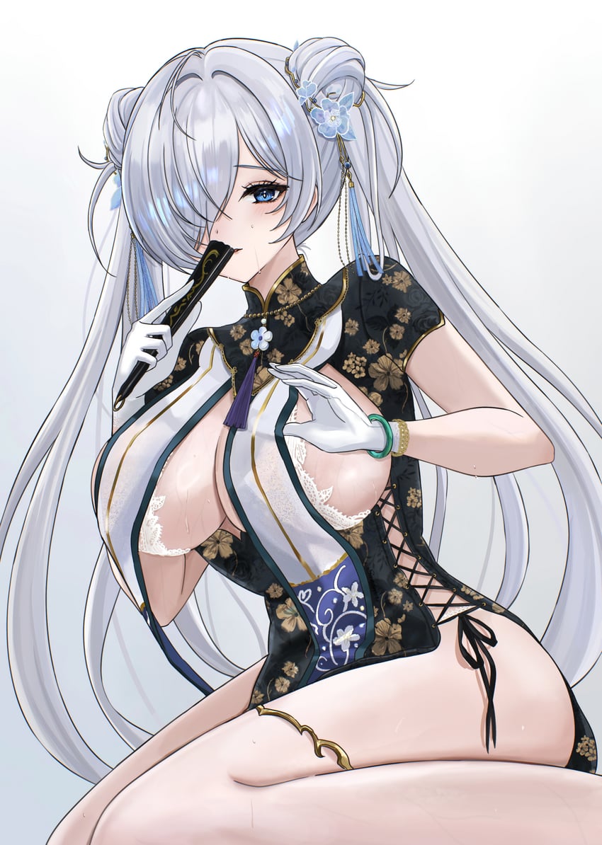 胜利女神：妮姬、灰姑娘 (妮姬) 1名女孩 荒谬的长发 黑色连衣裙 蓝眼 胸罩