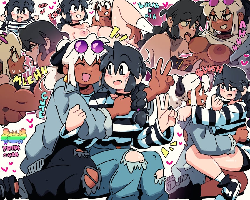 原创、露西亚、米娅（斯科特·马林） 2名女孩 黑色项圈 黑瞳 黑发 黑色指甲