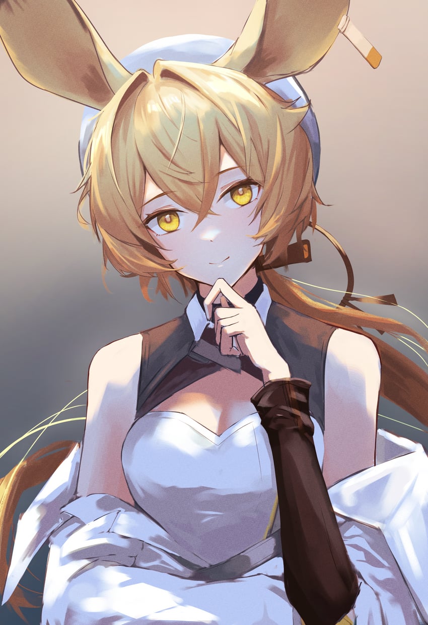 明日方舟、多萝西 (明日方舟) 1名女孩 兽耳 护臂 黑色袖套 金发