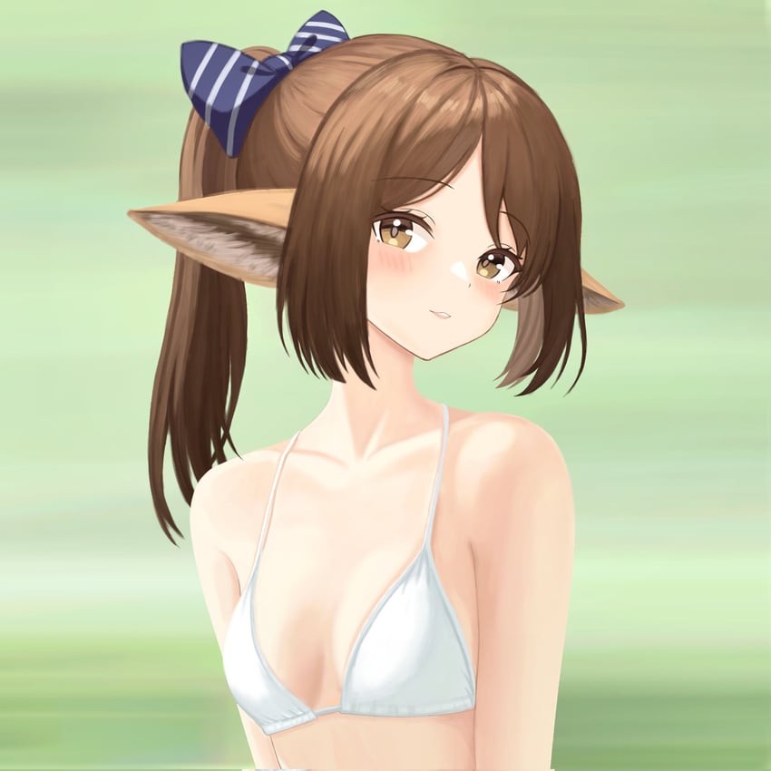 明日方舟、调香师 (明日方舟) 1名女孩 兽耳 黑色蝴蝶结 脸红 蝴蝶结