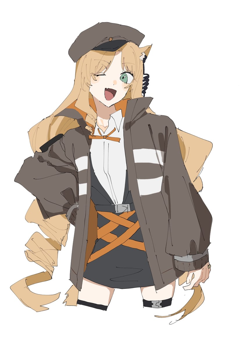 明日方舟、诗怀雅 (明日方舟) 1名女孩 :D 微笑 兽耳 贝雷帽