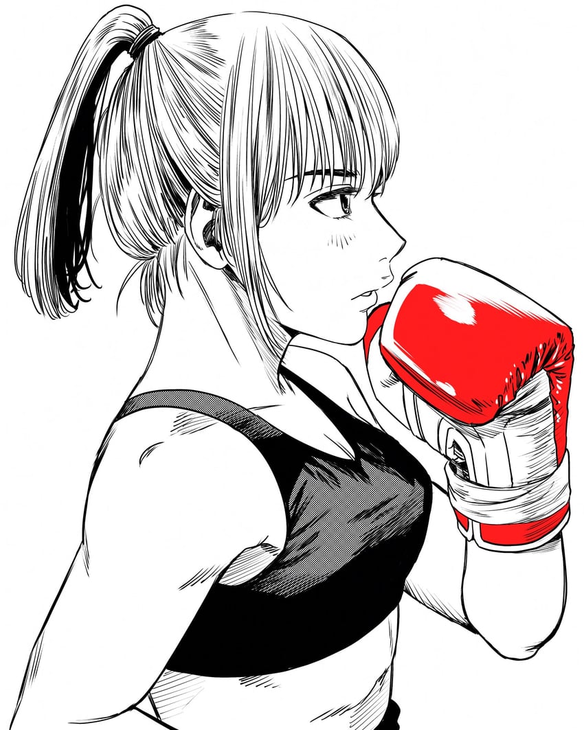 原创 1名女孩 拳击 拳击手套 乳房 侧视