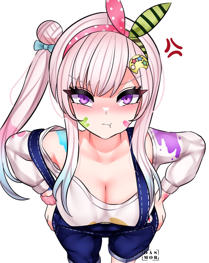 Hololive、Hololive Indonesia、Airani Iofifteen 1名女孩 青筋 蓝发 脸红 乳房