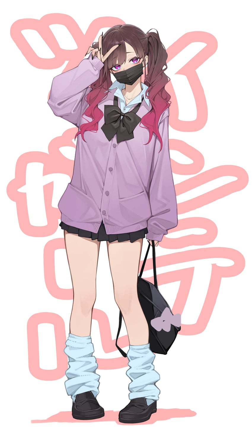 原创 1名女孩 包 黑色蝴蝶结 黑色蝶形领结 黑色指甲
