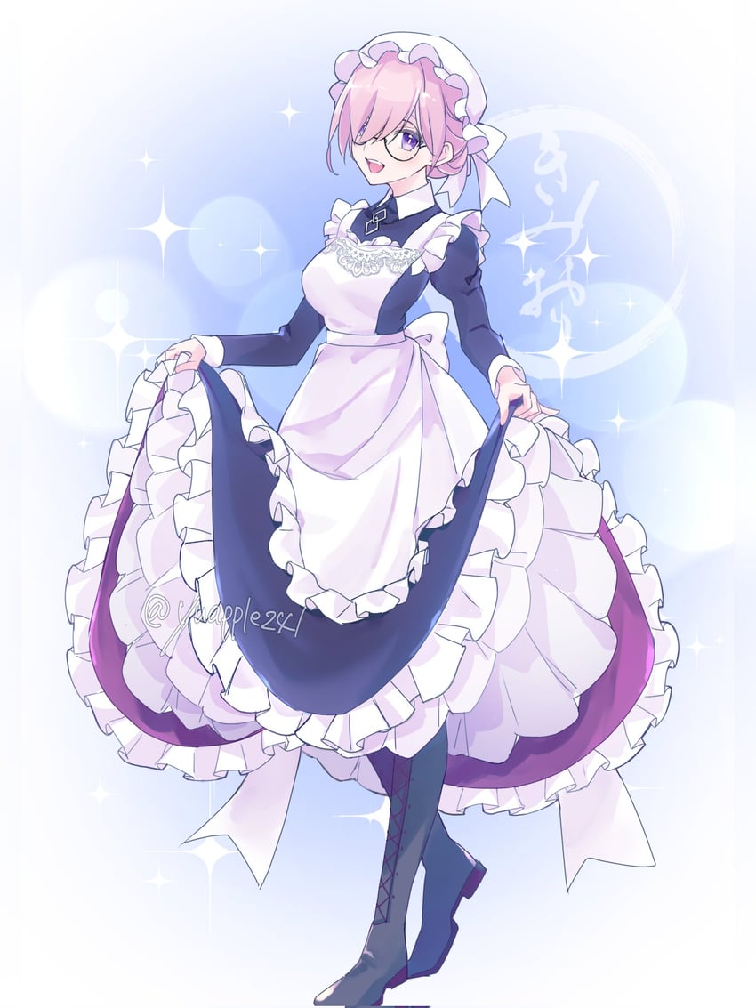 Fate/Grand Order、Fate系列、玛修·基列莱特 1名女孩 围裙 作者名 靴子 迦勒底标志