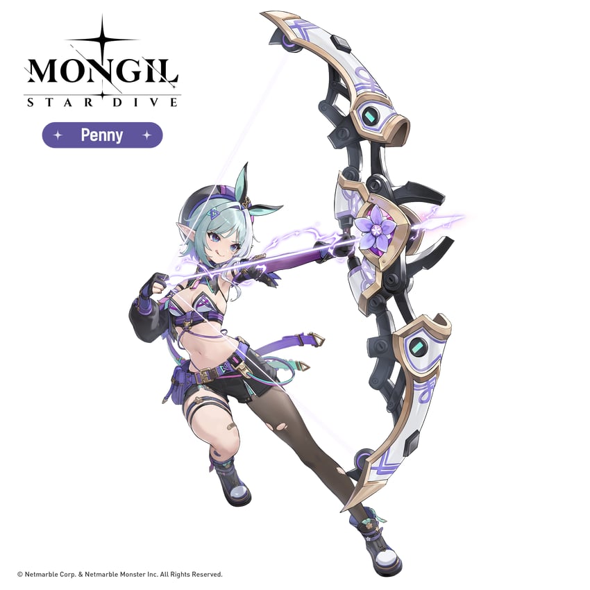 怪物驯服者：星潜、penny (mongil: star dive) 1名女孩 :q 射箭 护臂 不对称袖子