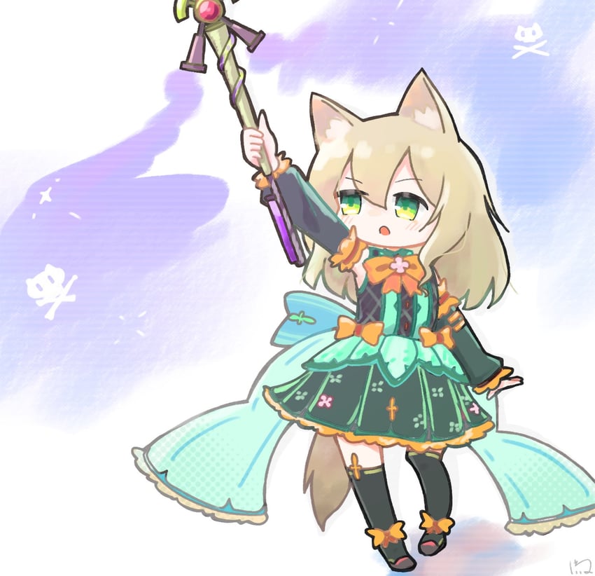 明日方舟、波登可 (明日方舟) 1名女孩 替换服装 兽耳 脚踝蝴蝶结 后背蝴蝶结