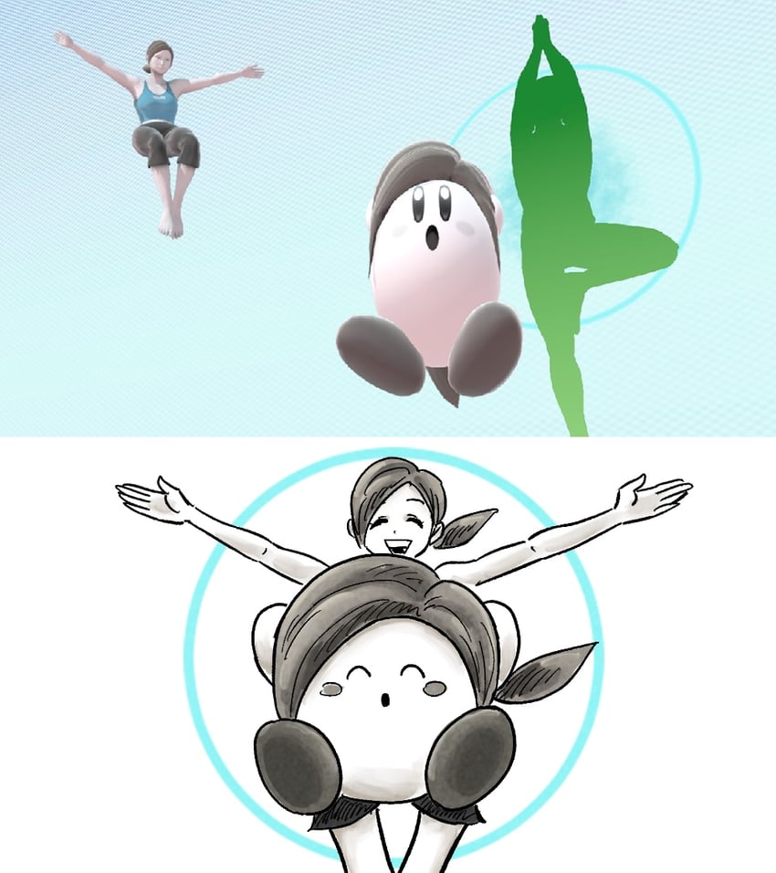 星之卡比系列、任天堂明星大乱斗、Wii Fit 1名男孩 1名女孩 3D :D 微笑