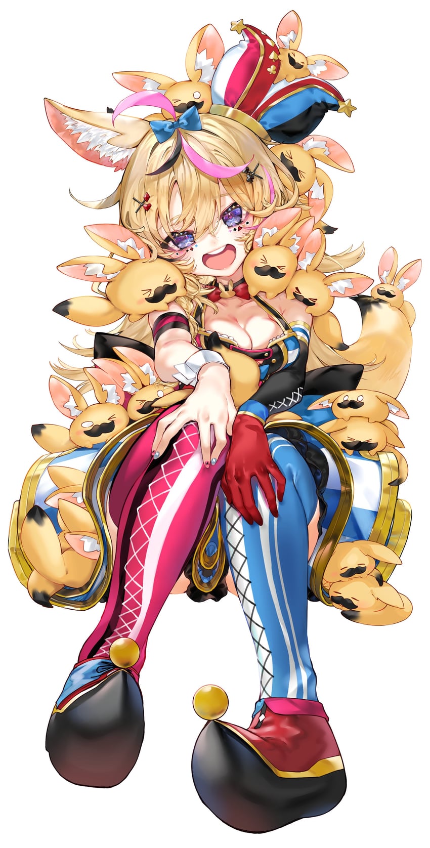 Hololive、尾丸波尔卡、尾丸波尔卡 (第一套服装) 1名女孩 :D 闭眼挤眼 兽耳毛 兽耳