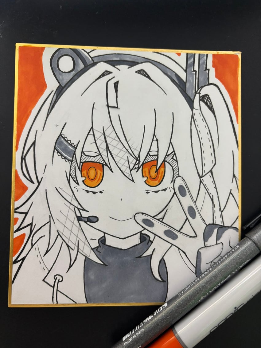 AI语音、UTAU、足立怜 1名女孩 画面内含画具 闭嘴 手套 灰度
