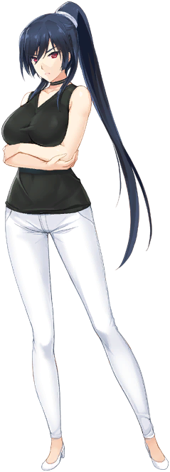 超昂系列 (AliceSoft)、超昂闪忍遥、超昂大战 Escalation Heroines 1名女孩 手托胸 黑发 黑衬衫 乳房