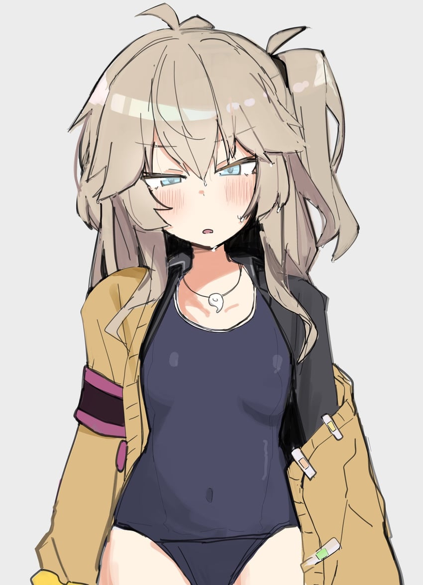 Voicevox、春日部紬 1名女孩 呆毛 臂章 黑衬衫 蓝眼