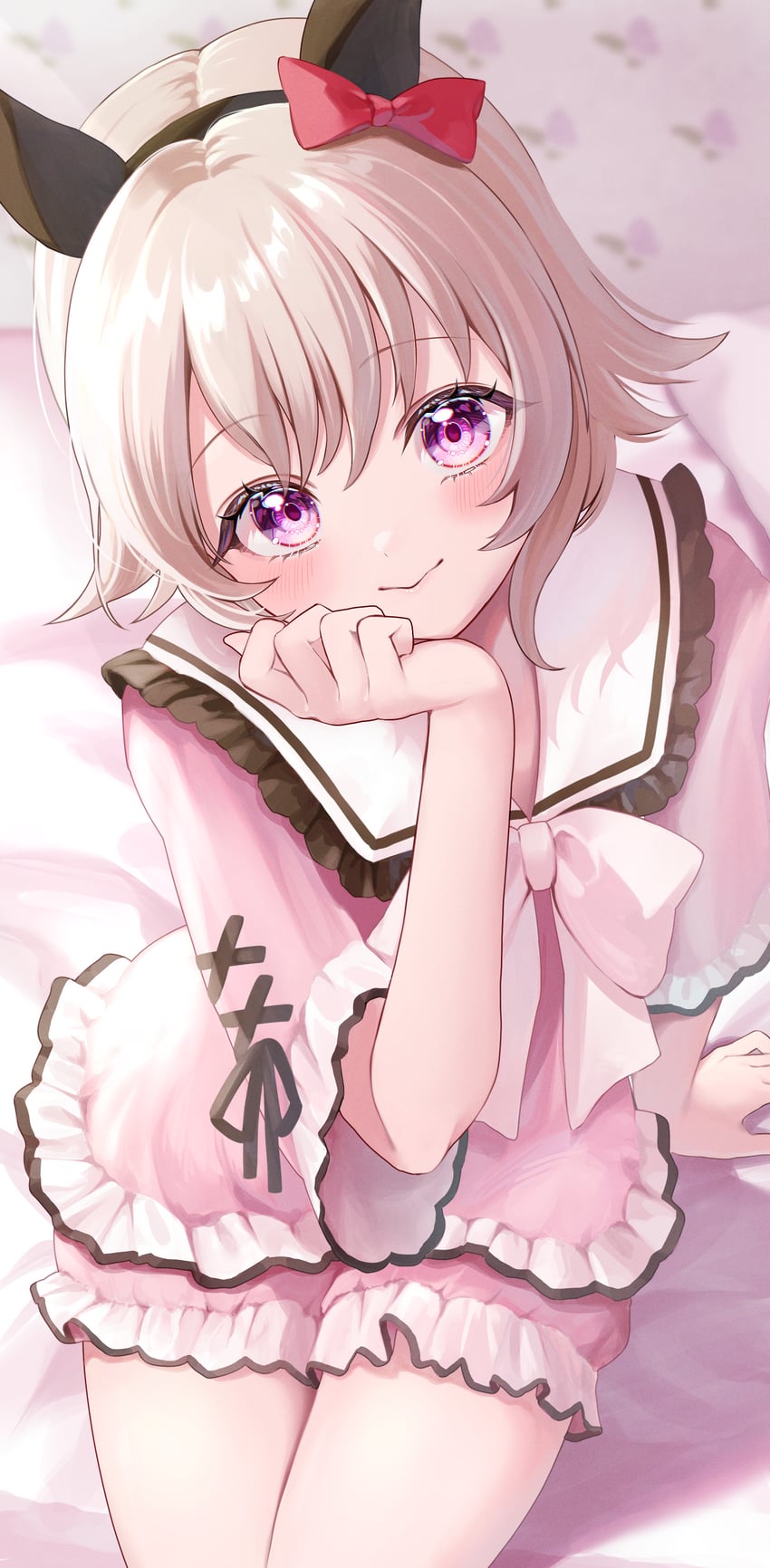 赛马娘、真机伶 (赛马娘) 1名女孩 兽耳 黑色发带 脸红 蝴蝶结