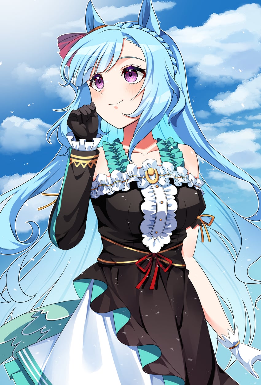 赛马娘、目白阿尔丹 (Crystalline)（赛马娘）、目白阿尔丹 (赛马娘) 1名女孩 兽耳 不对称手套 不对称袖子 露肩