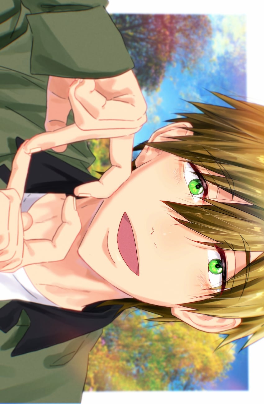 Free!、橘真琴 1名男孩 模糊 模糊背景 棕发 特写