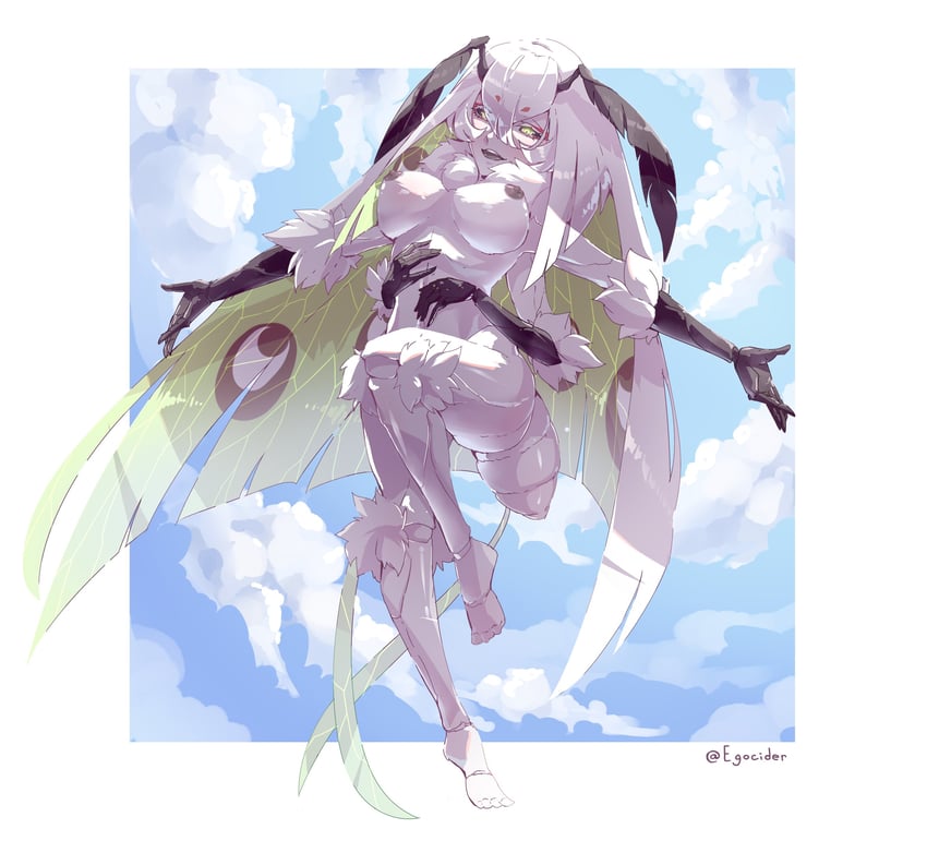个人势虚拟主播、Juniper Actias 1名女孩 腹部尾巴 触角 节肢动物娘 黑色巩膜