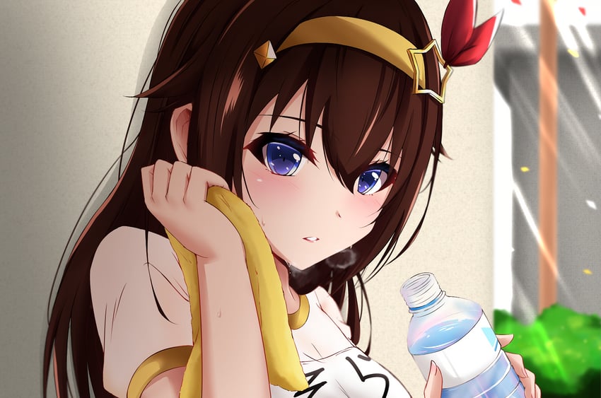 Hololive、时乃空 1名女孩 替换服装 脸红 瓶子 棕发