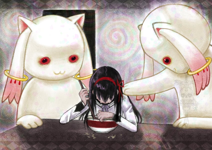 空屋汤、魔法少女小圆、魔法少女小圆 1名女孩 外星人 黑发 蝴蝶结 蝴蝶结发带