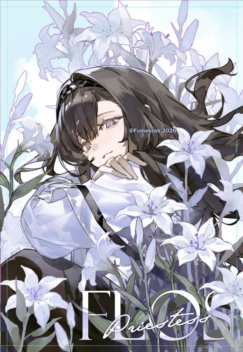 明日方舟、普瑞赛斯 (明日方舟) 1名女孩 黑发 黑色发带 黑色裙子 棕眼睛