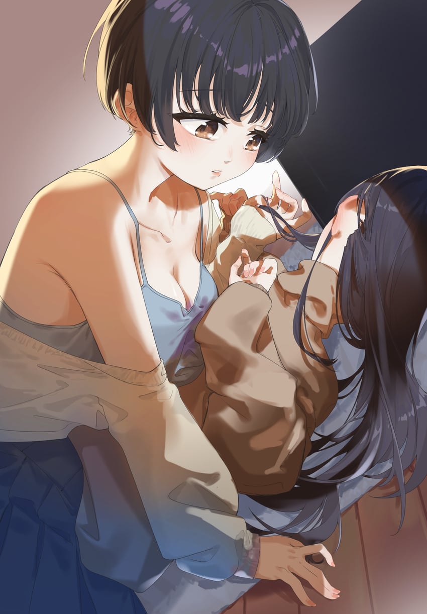 神稻牡丹：醉态如百合之花、张君兰、郡上奏 2名女孩 黑发 脸红 乳房 棕眼睛