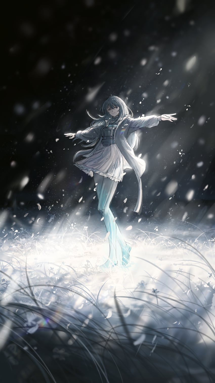 原创 1名女孩 护甲 闭嘴 外套 有色肢端