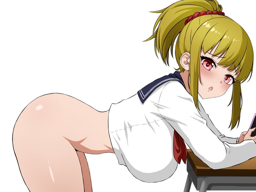 原创 1名女孩 惊讶 屁股 弯腰 蓝色水手领
