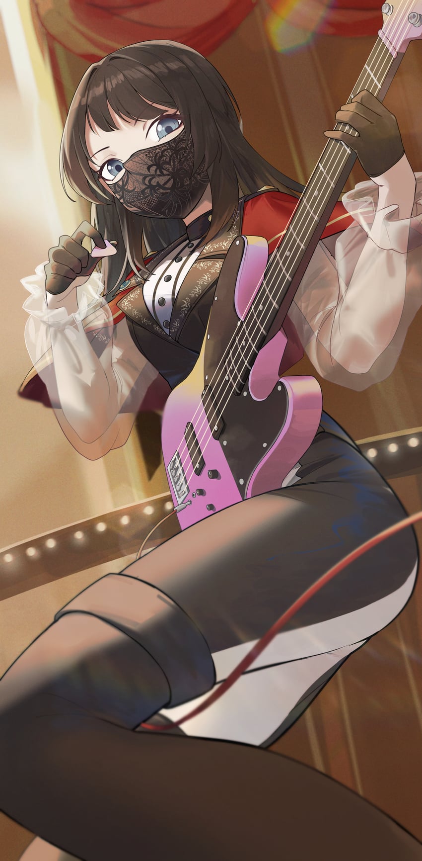 BanG Dream!、Bang Dream! It's MyGO!!!!!、Timoris (BanG Dream!) 1名女孩 五弦贝斯 贝斯 黑色靴子 黑色手套