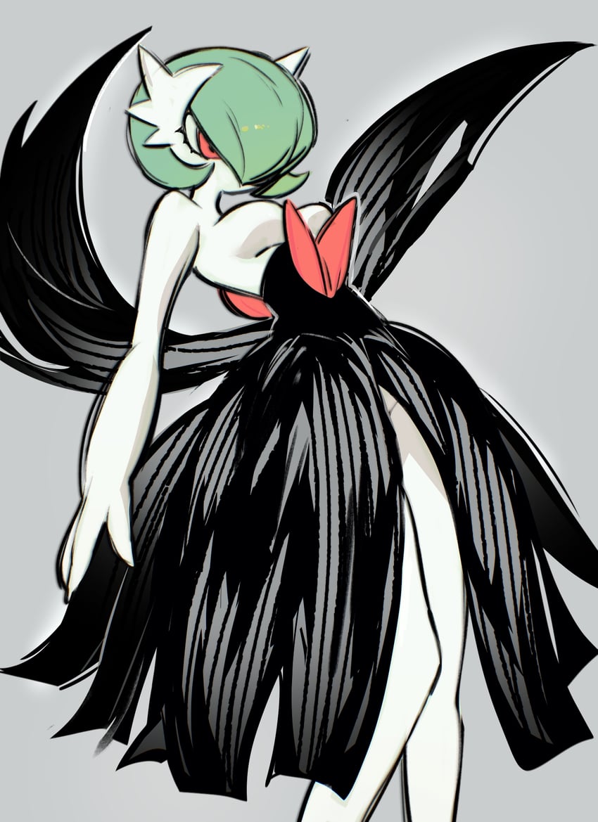 宝可梦、沙奈朵、超级沙奈朵 1名女孩 黑色连衣裙 波波头 乳房 有色皮肤