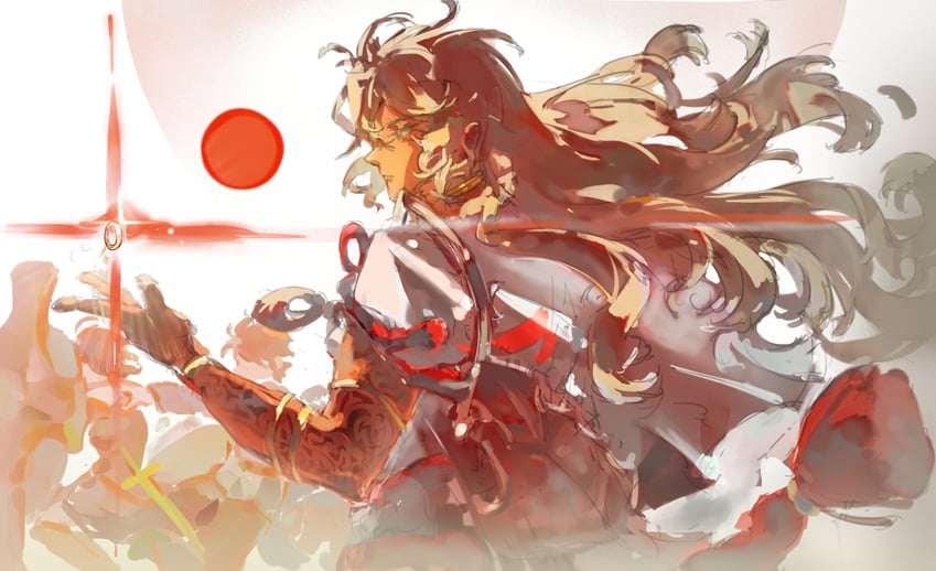 Fate/Grand Order、Fate系列、所罗门 (Fate) 1名男孩 手臂纹身 臂环 无表情 飘逸长发