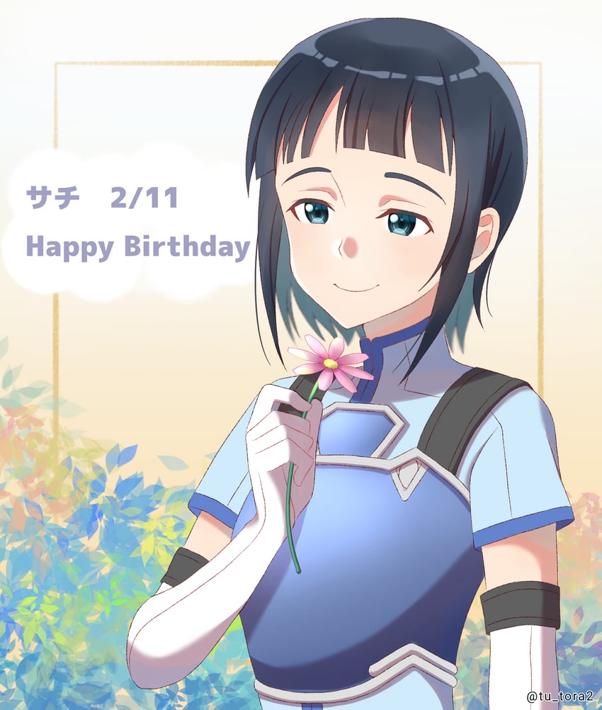 刀剑神域、幸 (刀剑神域) 1名女孩 水色瞳 铠甲 生日约会 黑发