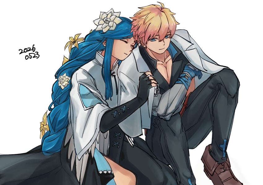 罪恶装备、罪恶装备：斗争、Dizzy (罪恶装备) 1名男孩 1名女孩 呆毛 黑色手套 金发