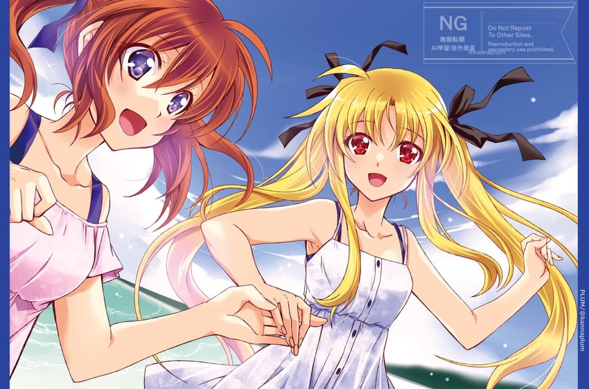 魔法少女奈叶、魔法少女奈叶、菲特·泰斯特罗莎 2名女孩 :D 作者名 黑色丝带 金发