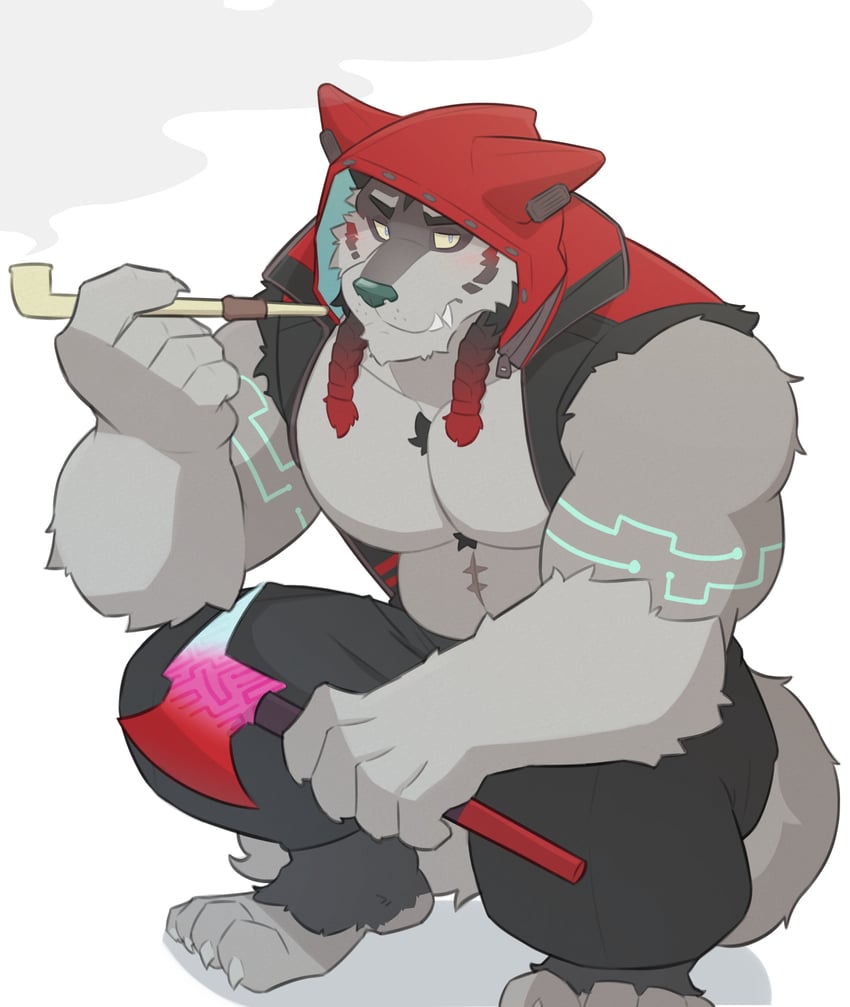 东京放课后召唤师、red hood (housamo) 1名男孩 兽耳 斧头 蔷薇 黑色夹克