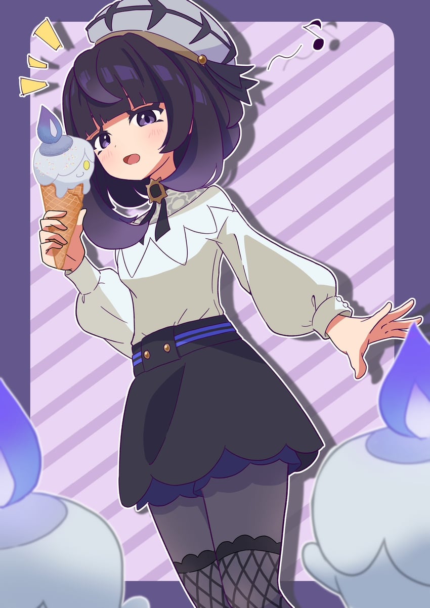 宝可梦、宝可梦传说：Z-A、希嘉娜 (精灵宝可梦) 1名女孩 惊讶 替换服装 腰带 黑色裙子